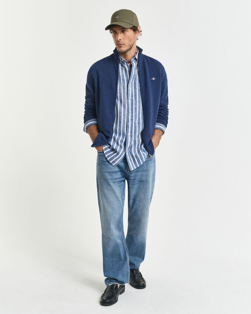 Cárdigan de algodón con cremallera Casual