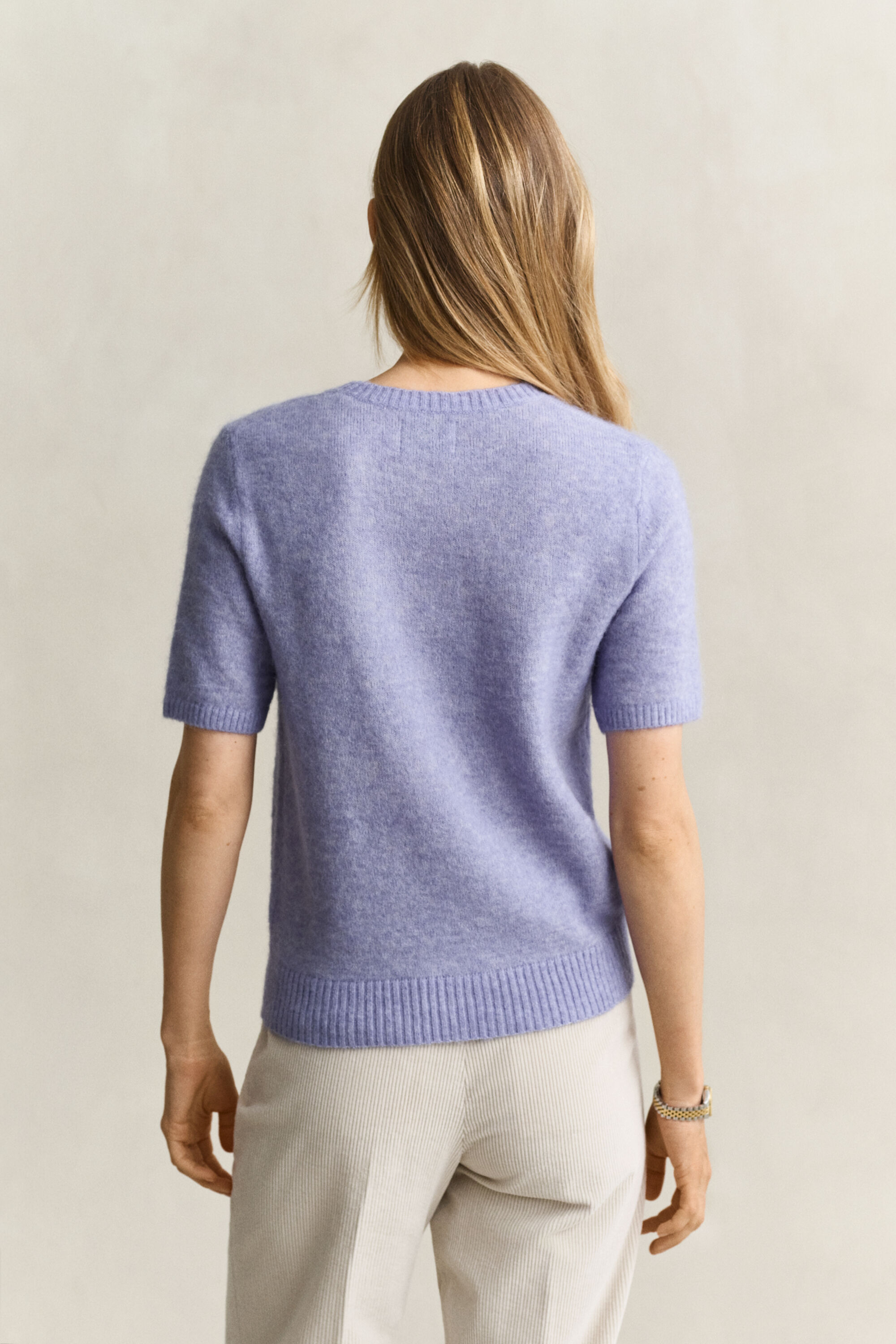 Jersey de manga corta en mezcla de lana de alpaca