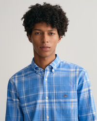 Camisa Regular Fit de lino y algodón a cuadros