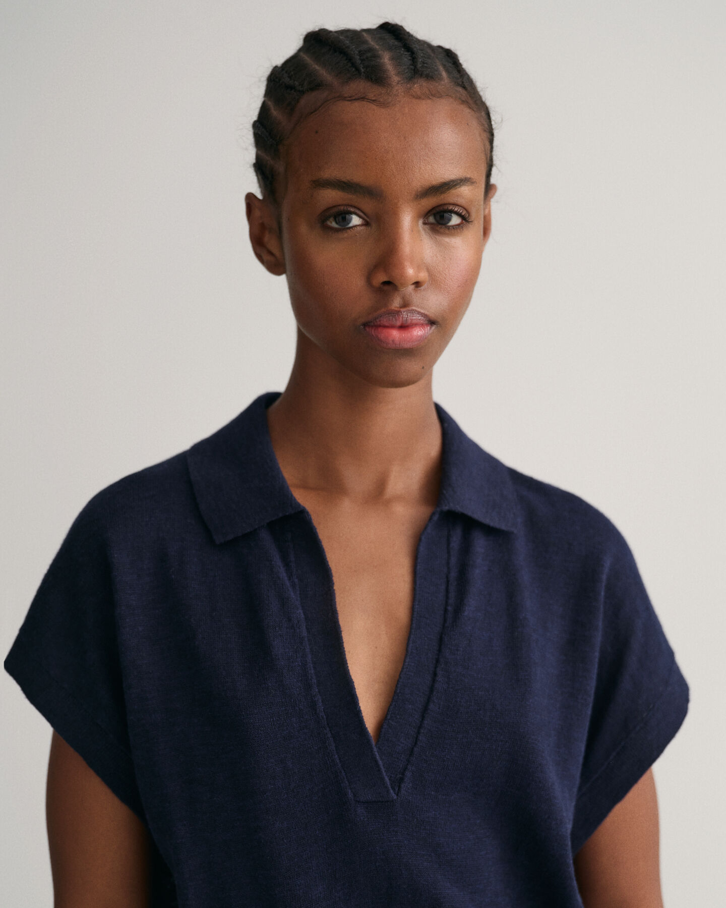 Vestido de mezcla de lino con cuello