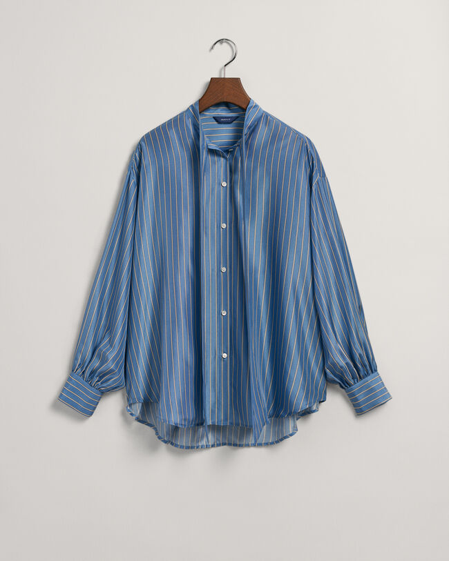 Blusa de seda a rayas con lazada