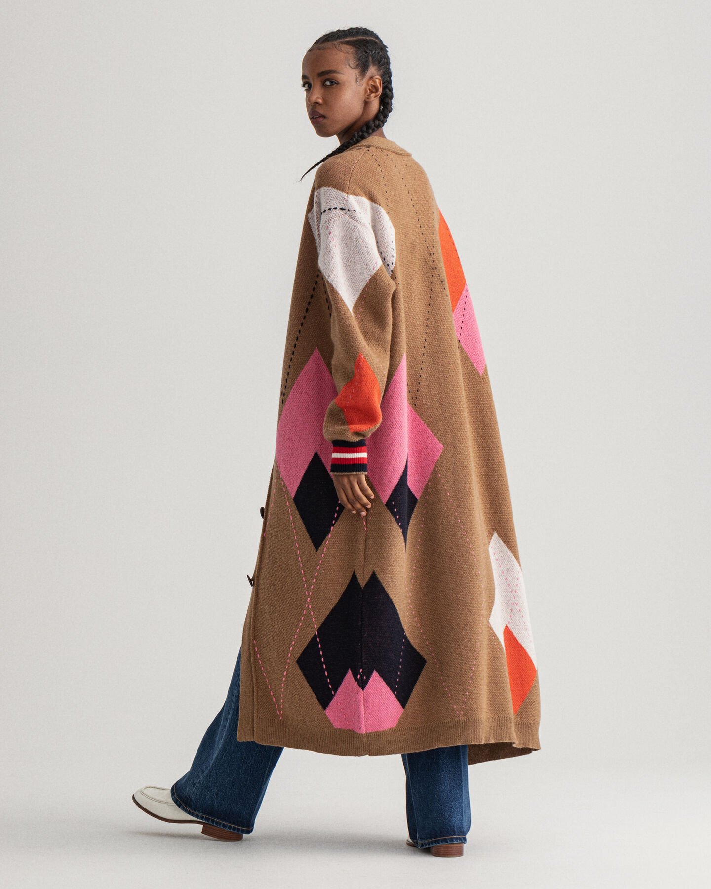 C&aacute;rdigan largo de rombos