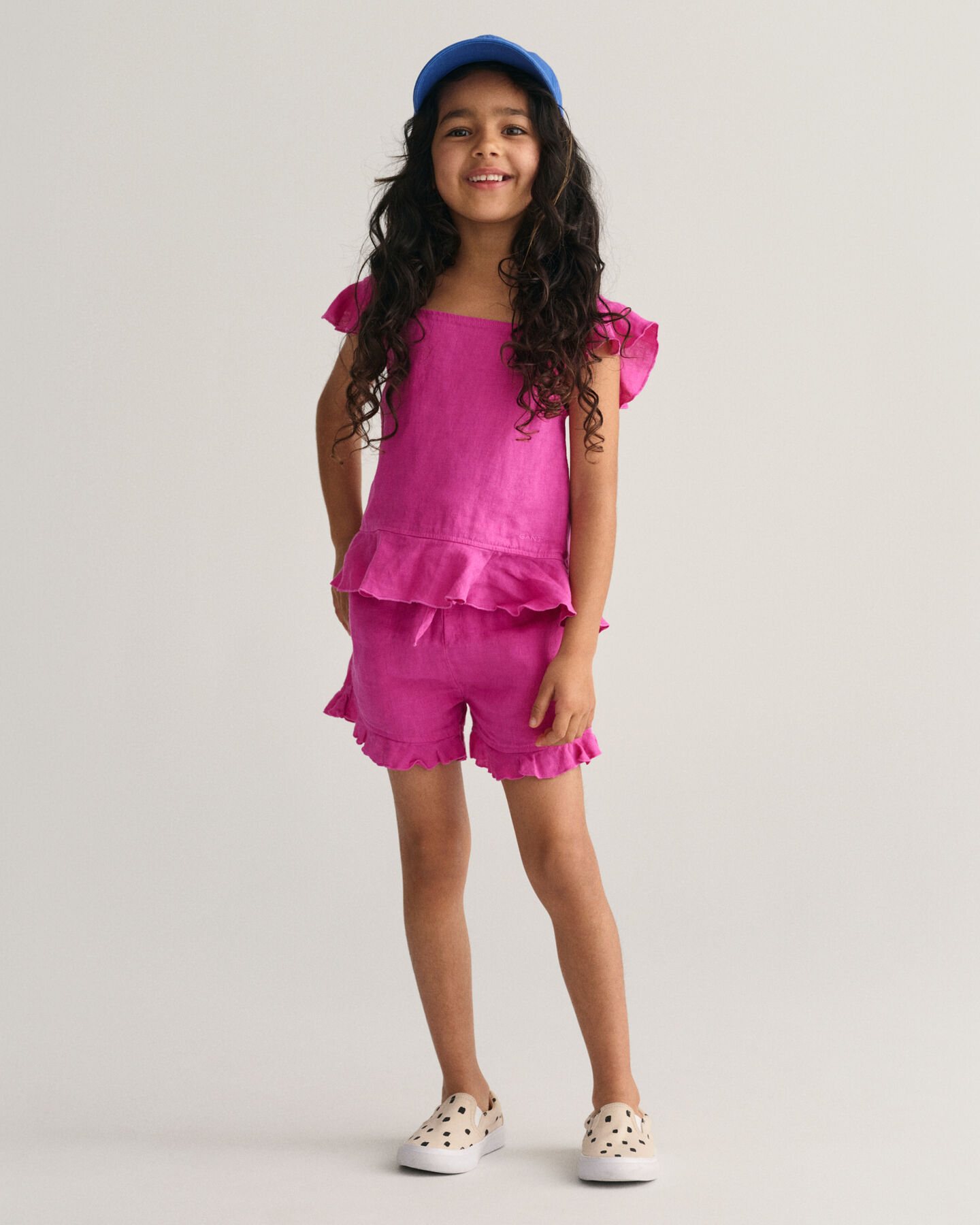 Pantalones cortos de lino con volantes Girls