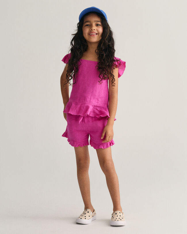 Pantalones cortos de lino con volantes Girls