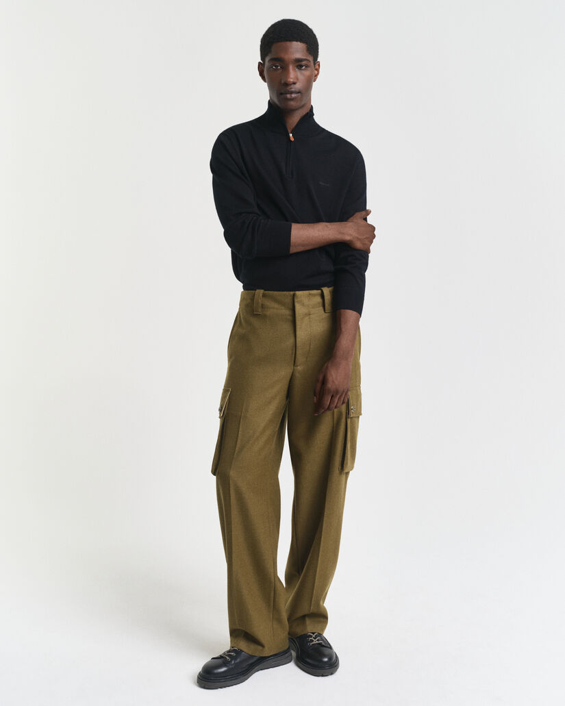 Jersey de lana merino extrafina con media cremallera