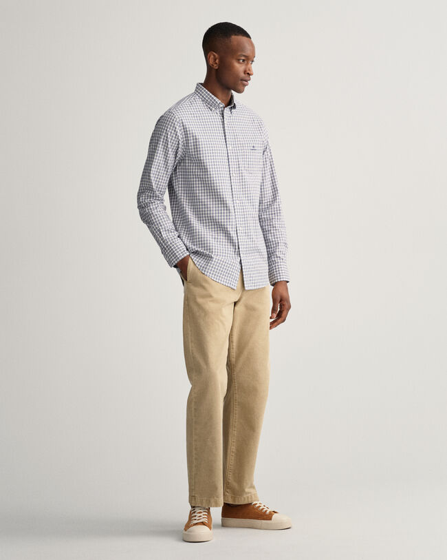 Camisa Regular Fit de sarga con microestampado de tela escocesa