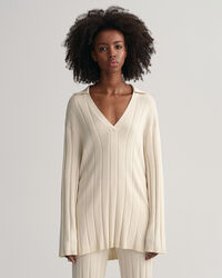 Jersey de canalé de cuello abierto