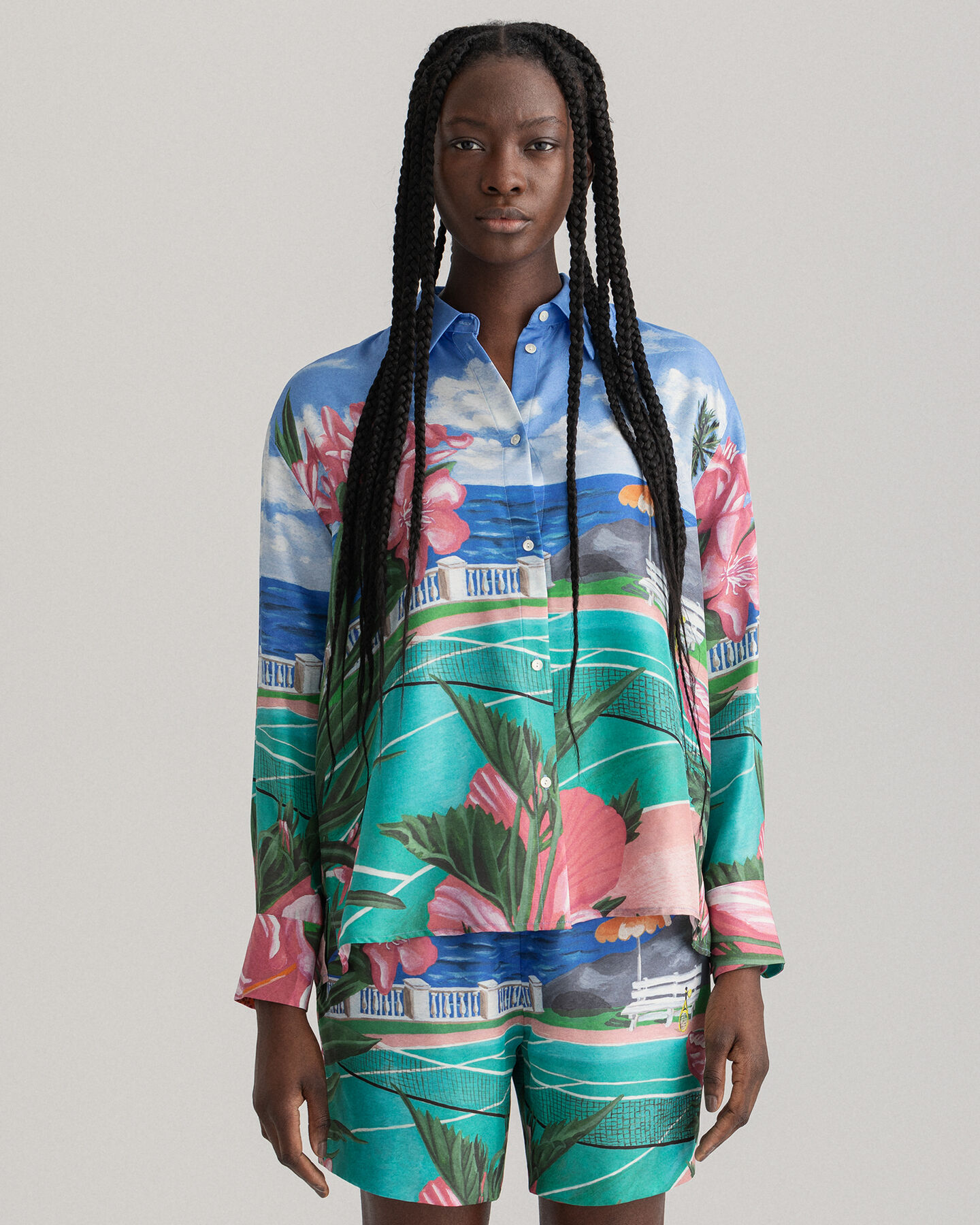 Camisa de seda Scenery Print