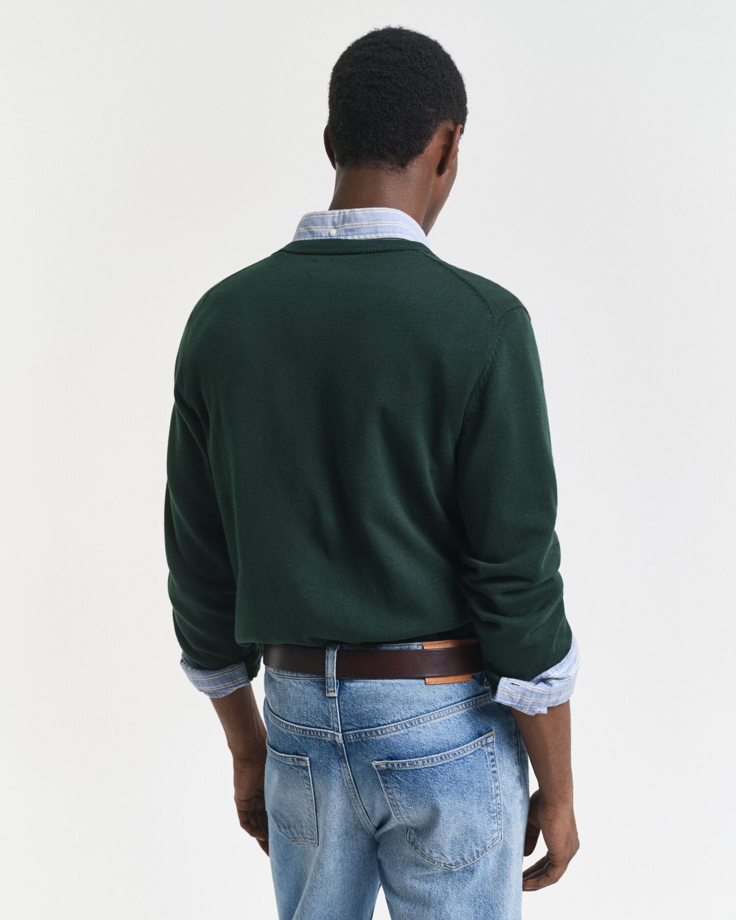 Jersey clásico de algodón con cuello de pico