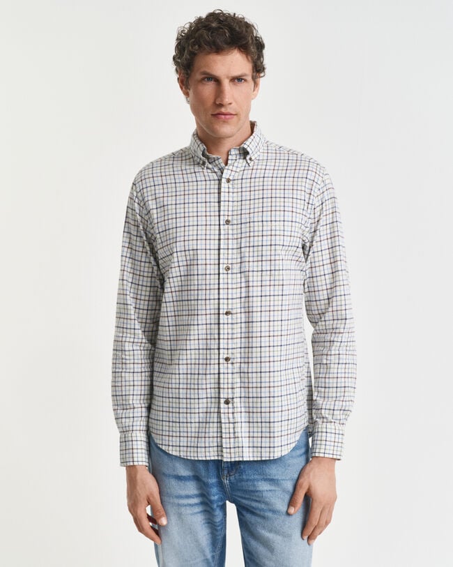 Camisa Regular Fit de sarga a cuadros Tattersall