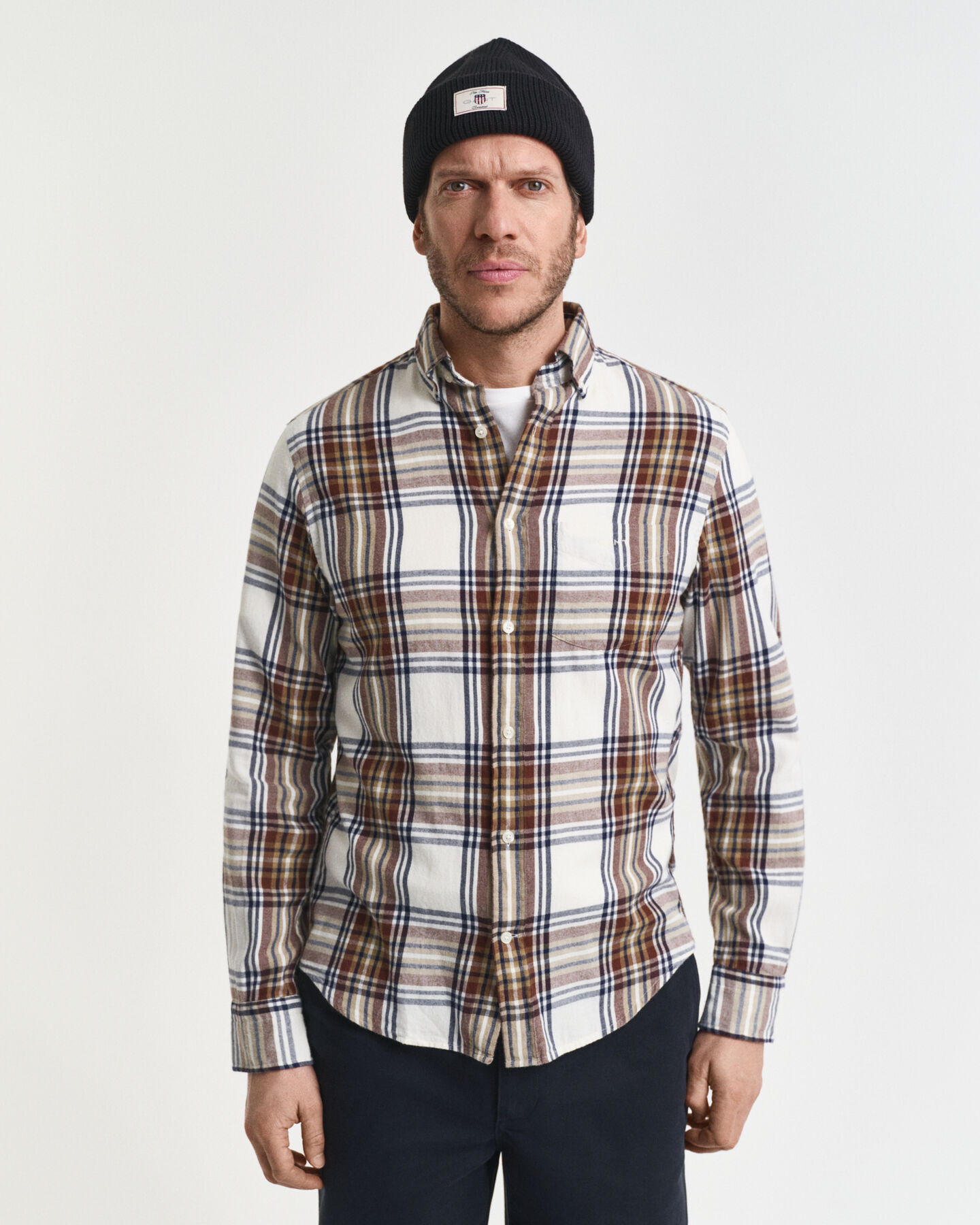 Camisa Regular Fit de franela Windblown a cuadros
