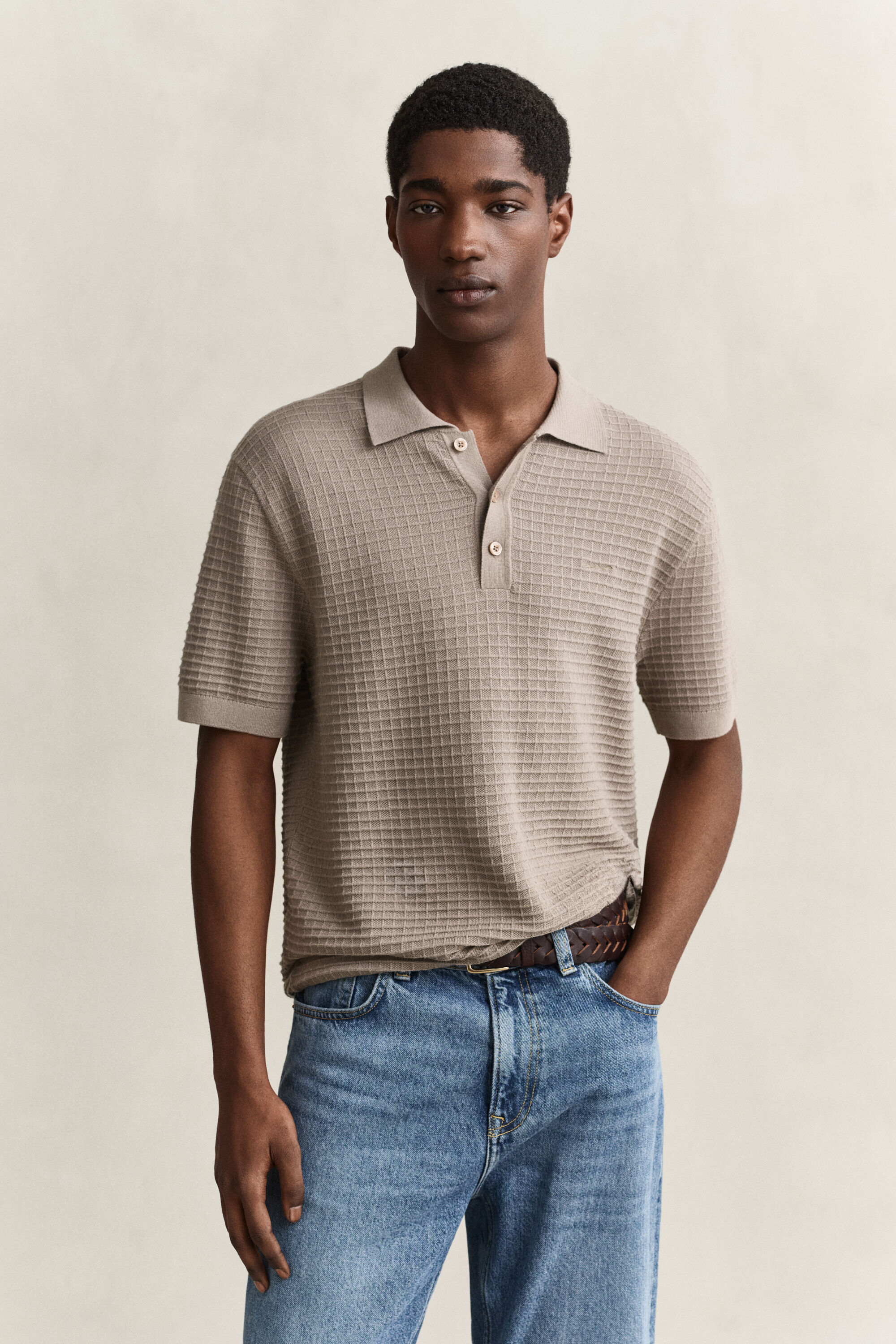 Jersey tipo polo con textura