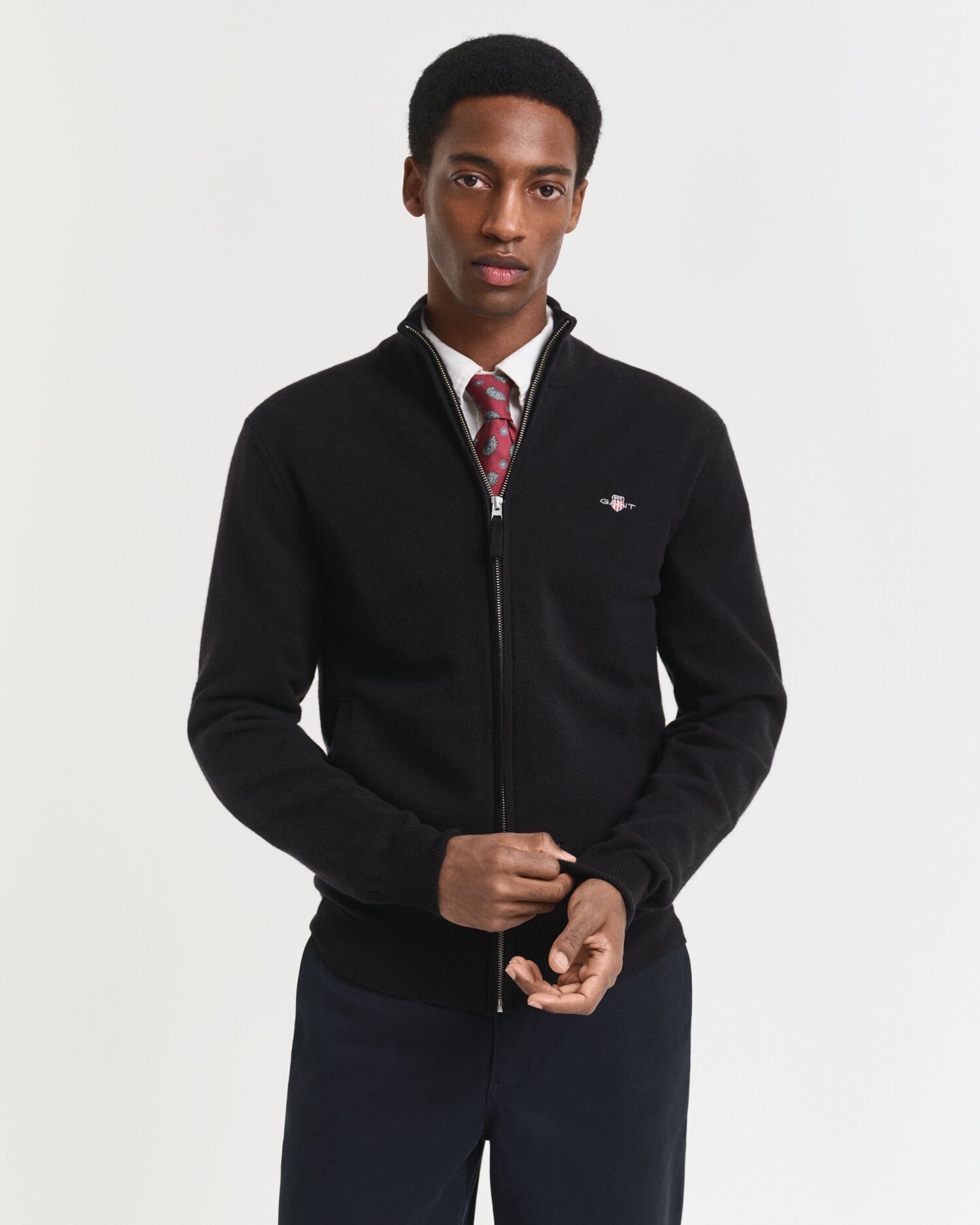 Cárdigan de lana de oveja muy fina con cremallera