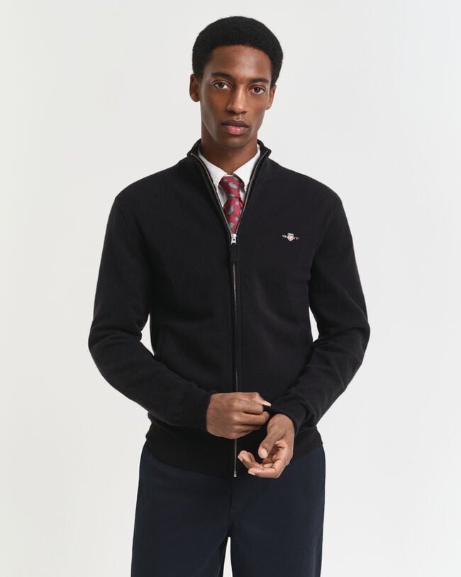 Cárdigan de lana de oveja muy fina con cremallera