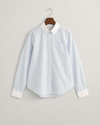 Camisa Regular Fit a rayas con cuello en contraste