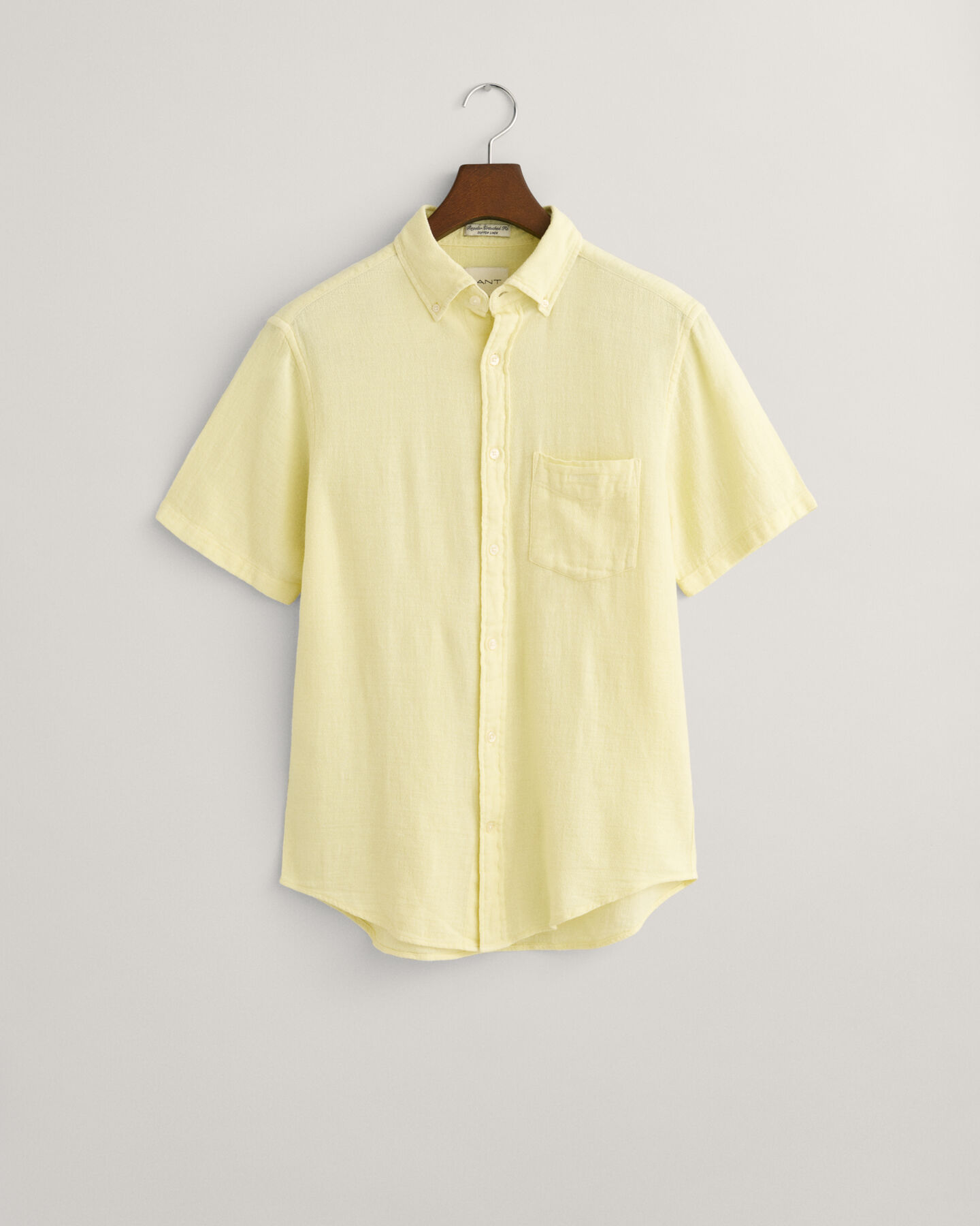 Camisa Regular Fit de manga corta de algod&oacute;n y lino con textura