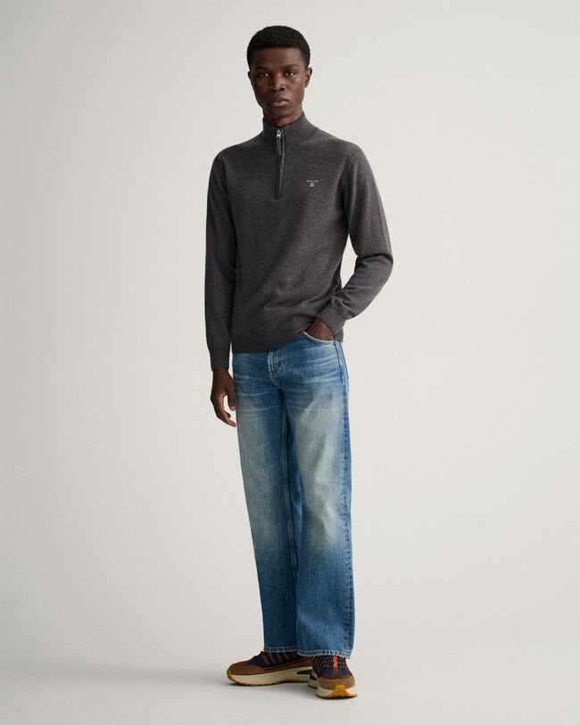 Jersey de lana de oveja muy fina con media cremallera