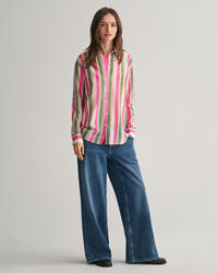 Camisa Relaxed Fit de algod&oacute;n y seda a rayas