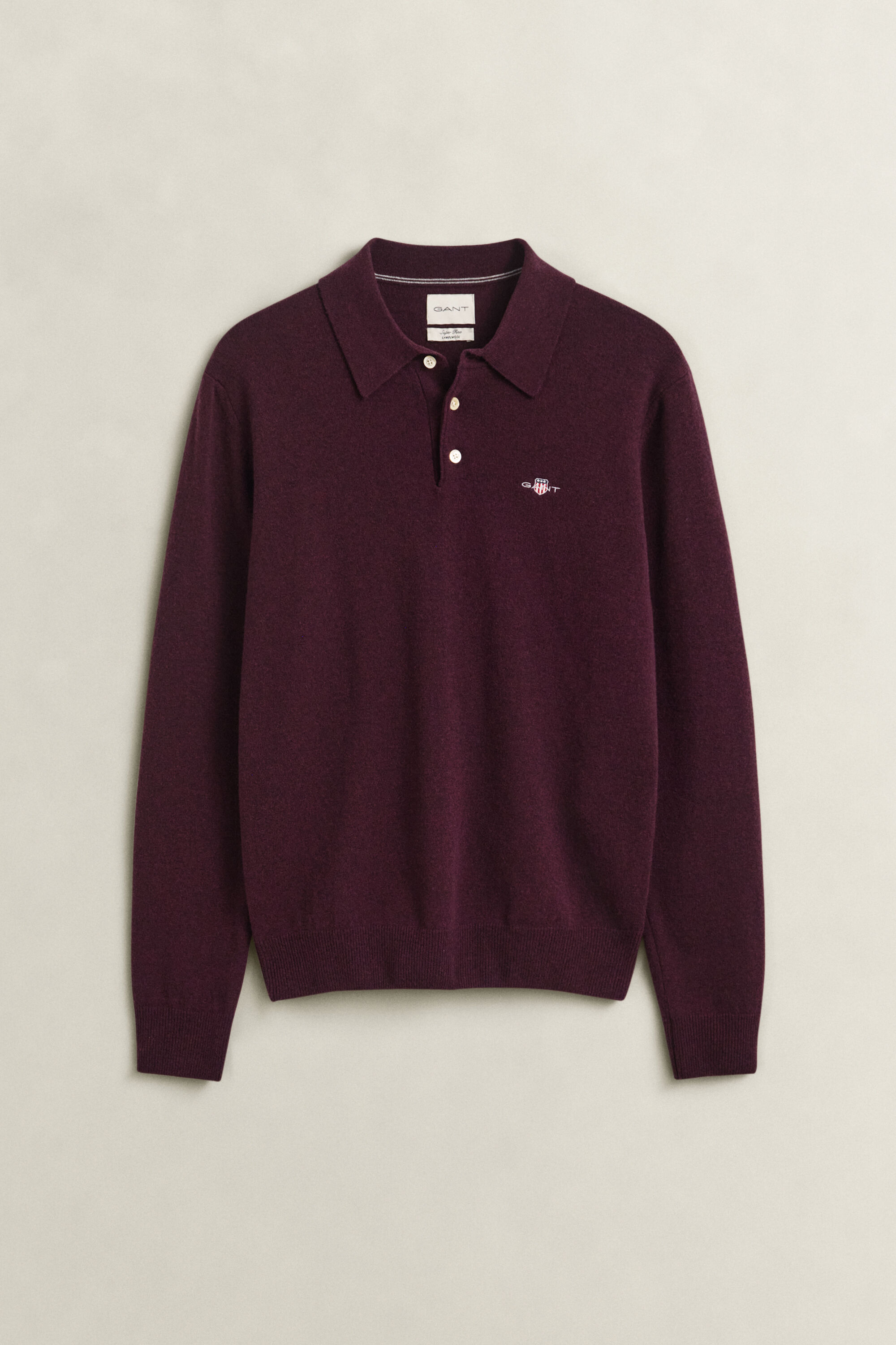 Jersey tipo polo de lana de oveja muy fina