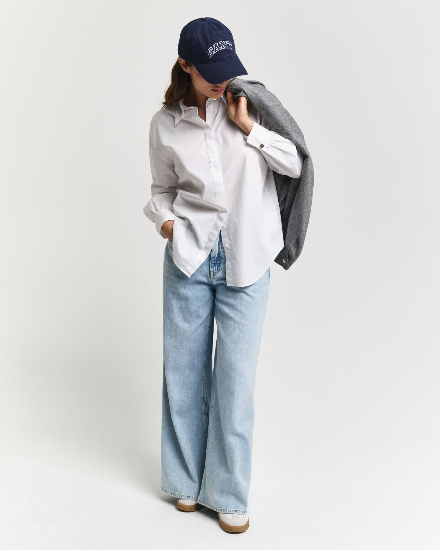 Camisa de popelina con mangas voluminosas Relaxed Fit