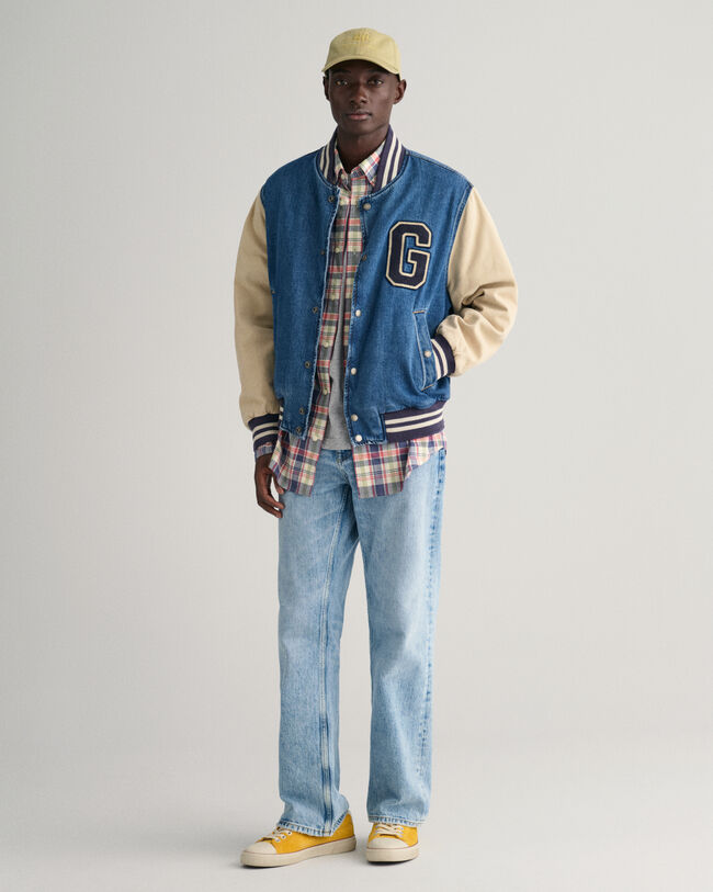 Camisa Regular Fit de lino y algod&oacute;n a cuadros