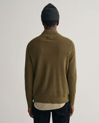 Jersey con media cremallera de lana y algodón acanalado