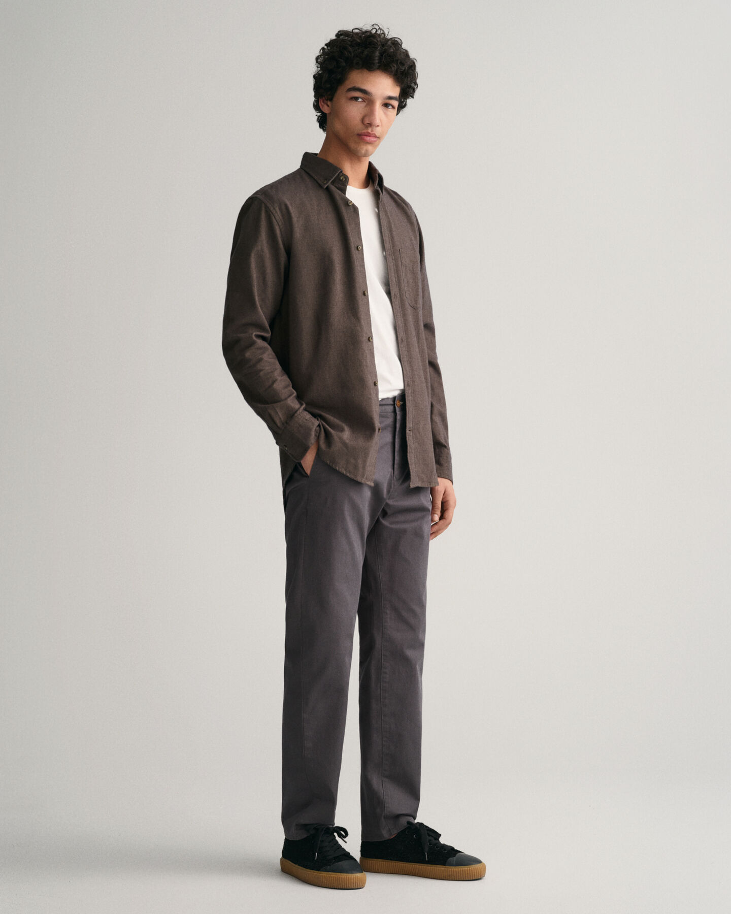 Camisa de franela Regular Fit con diseño de espiga