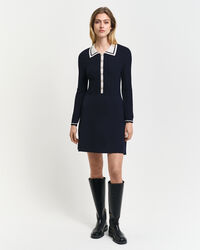 Vestido de punto con canalé en contraste