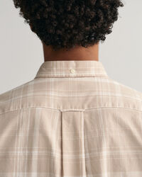 Camisa Regular Fit de lino y algodón a cuadros