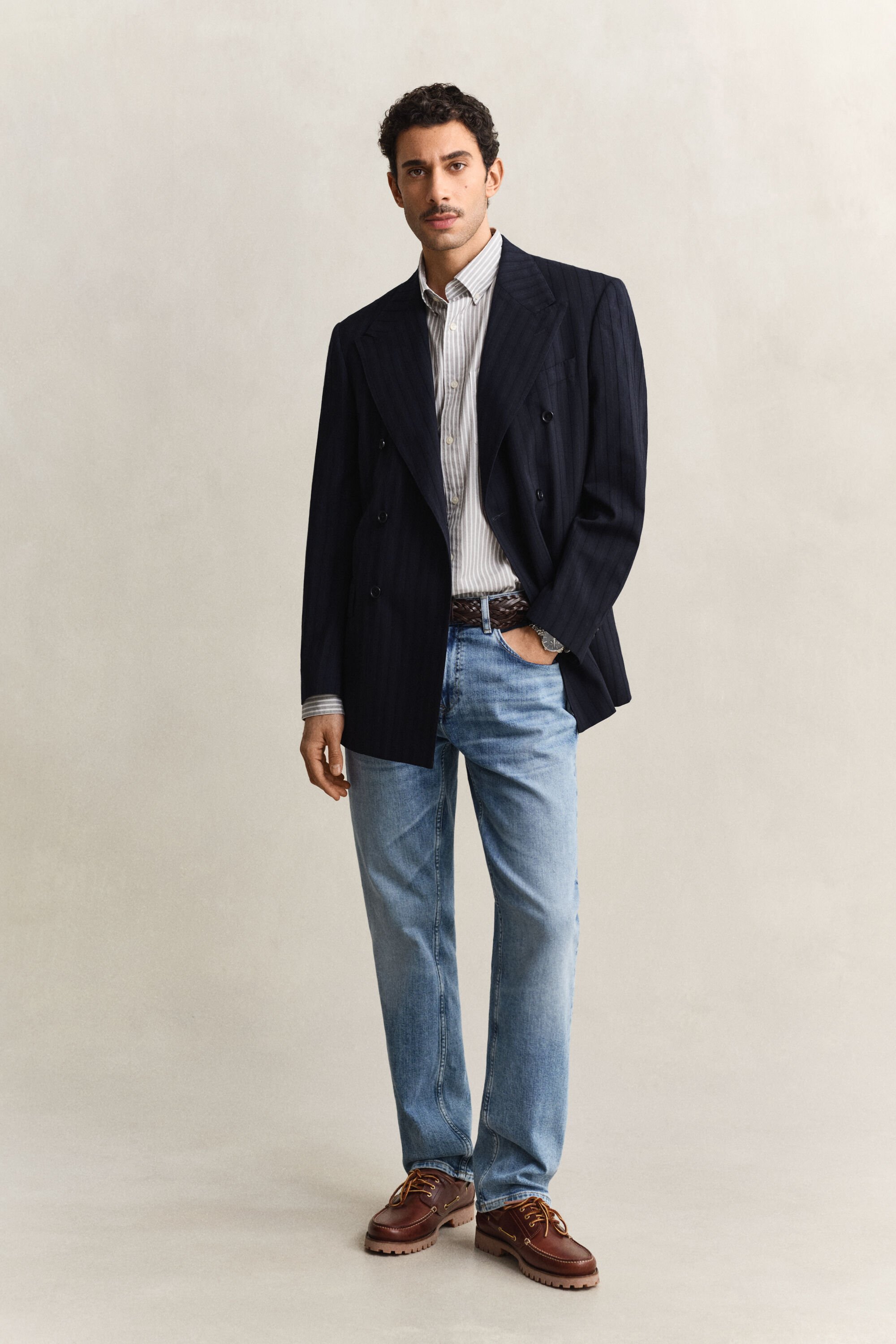 Camisa clásica de popelina a rayas