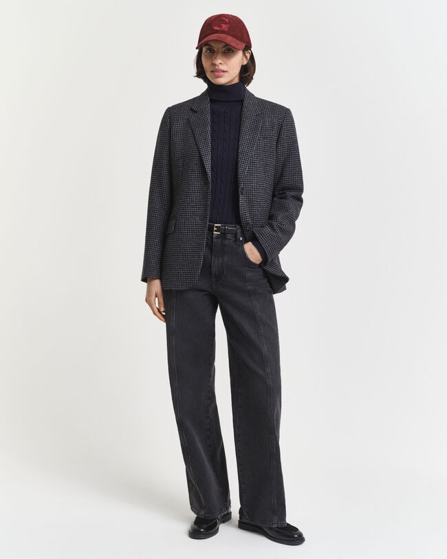 Jersey de punto de ochos en algodón elástico con cuello de cisne