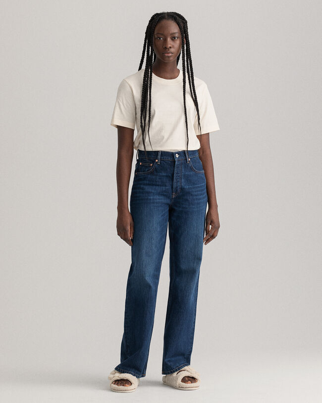 Vaqueros holgados de talle alto y pernera recta