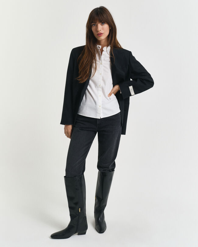 Blusa Oxford clásica con volantes