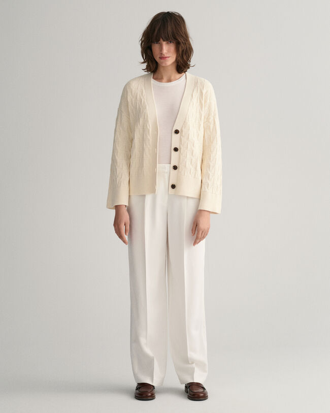 C&aacute;rdigan de cuello de pico con dise&ntilde;o de espiga