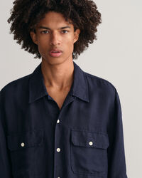 Camisa Relaxed Fit de manga corta en lino y lyocell