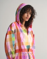 Vestido de algod&oacute;n y seda a cuadros multicolor