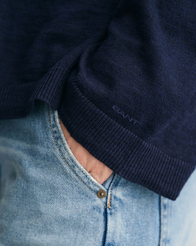 Jersey en mezcla de lino con cuello de pico