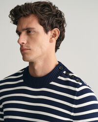 Jersey de algodón con cuello redondo Breton Striped Shiny