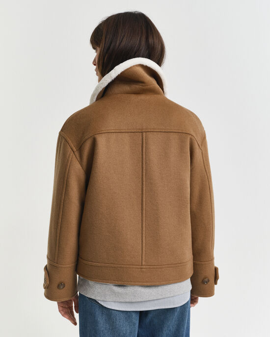 Chaqueta de aviador en mezcla de lana