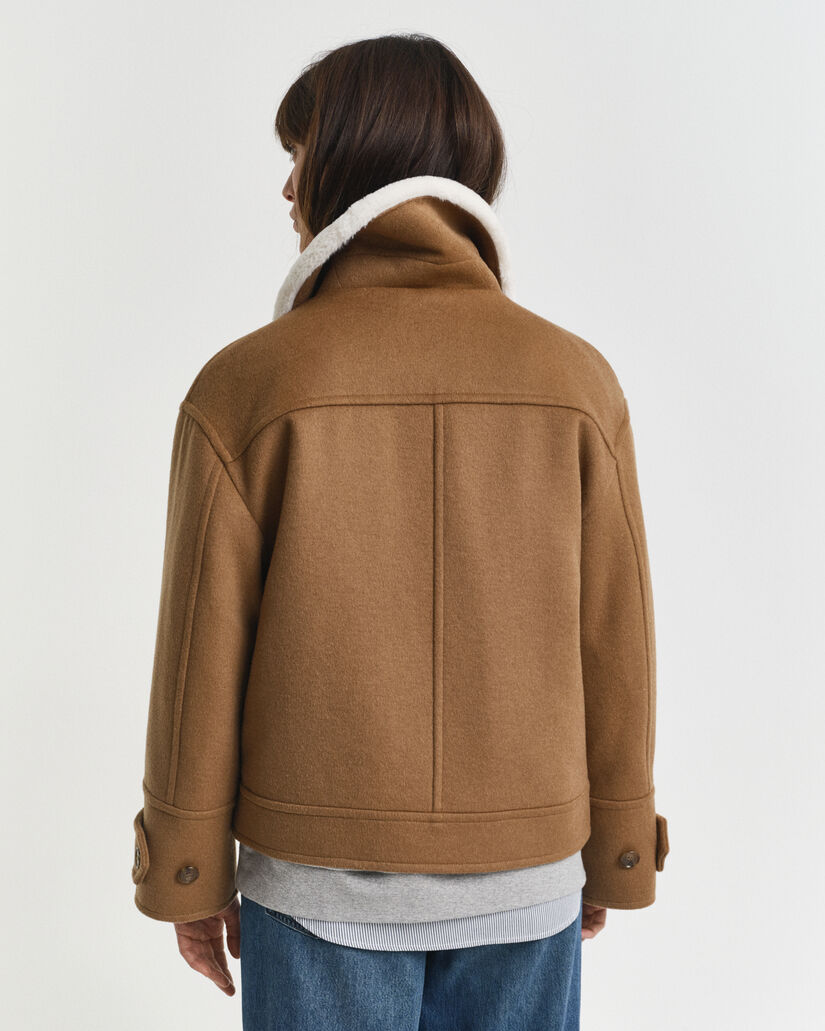 Chaqueta de aviador en mezcla de lana