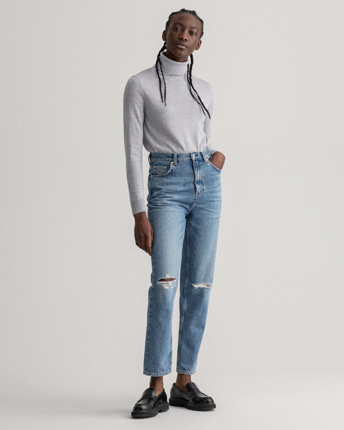 Jersey con cuello de cisne en lana merino lavable