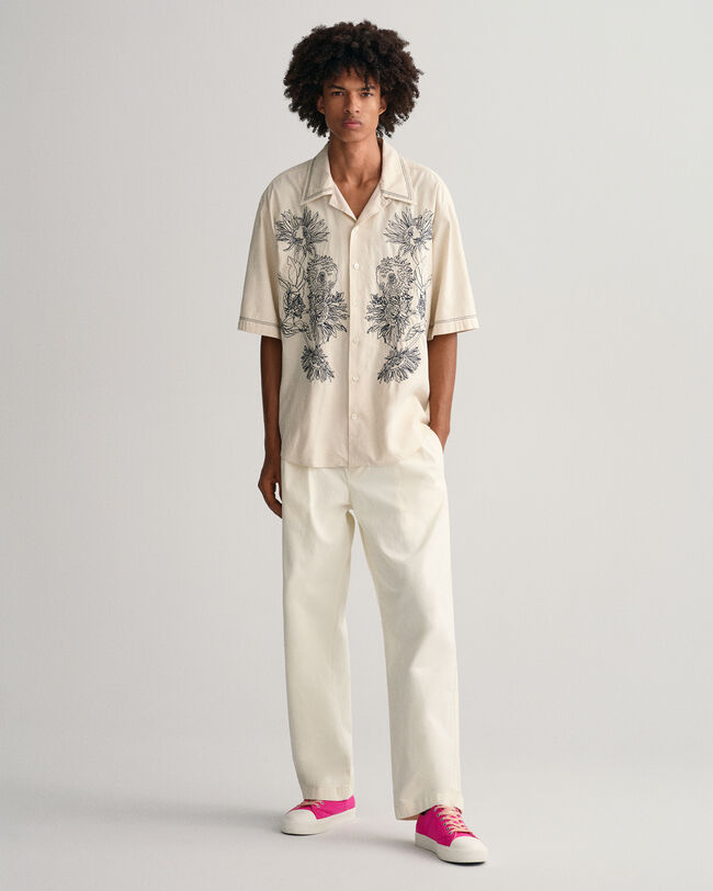 Camisa extragrande de manga corta con bordado