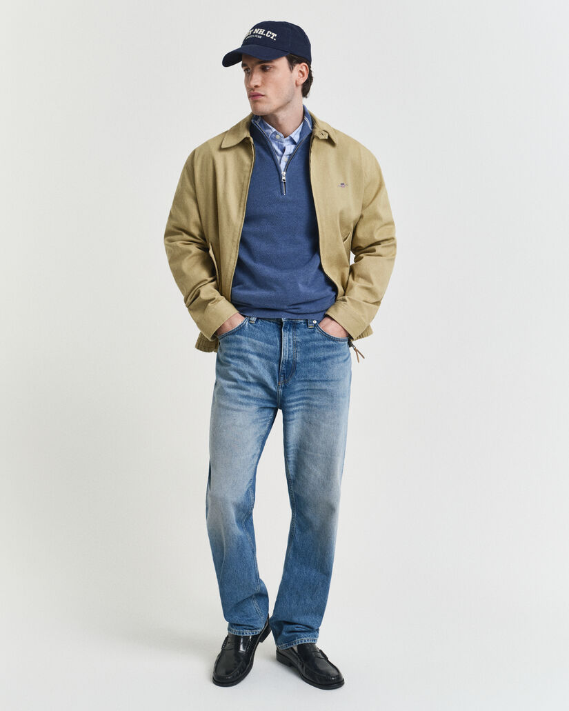 Jersey de piqu&eacute; de algod&oacute;n con media cremallera