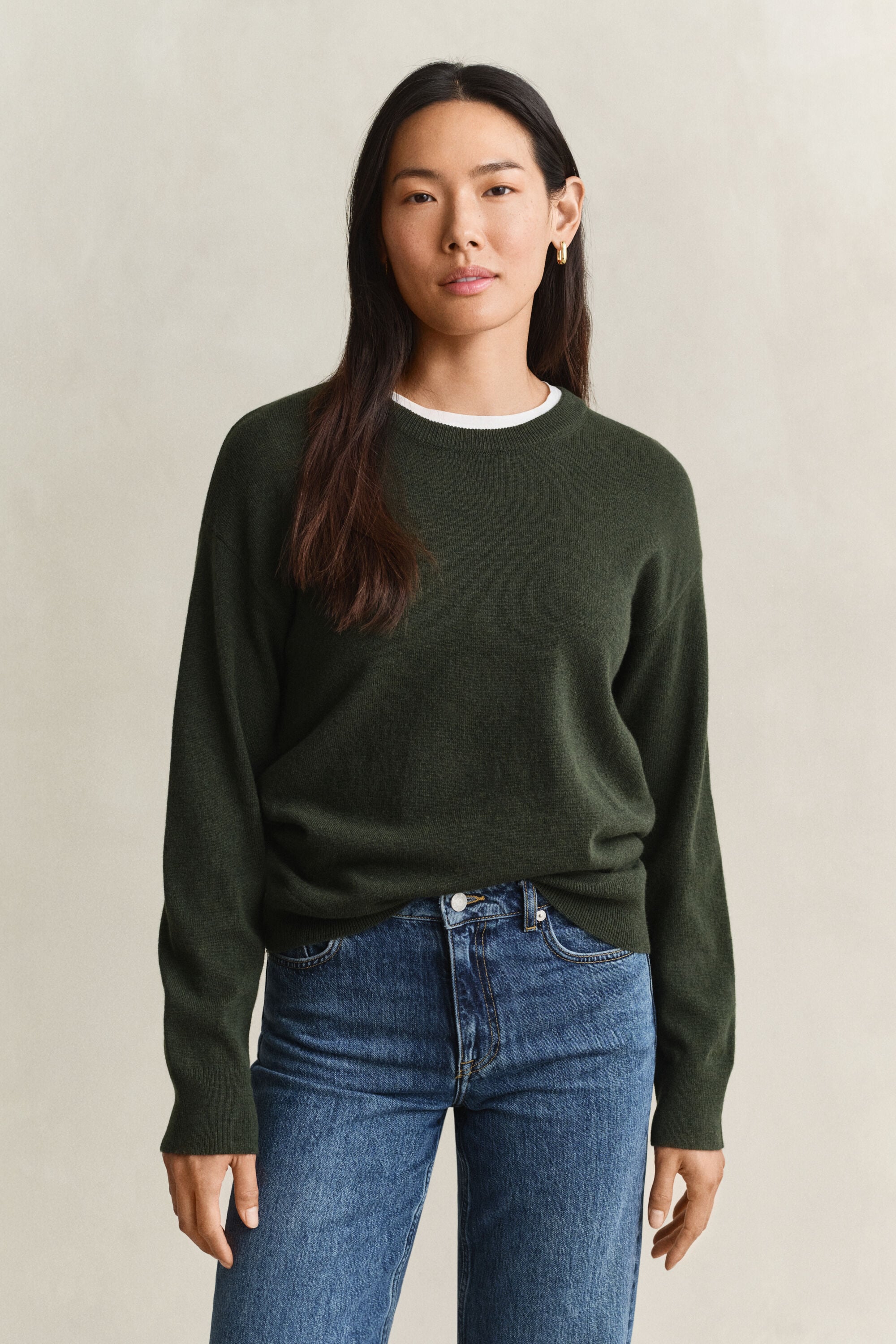 Jersey de cuello redondo en lana de oveja muy fina