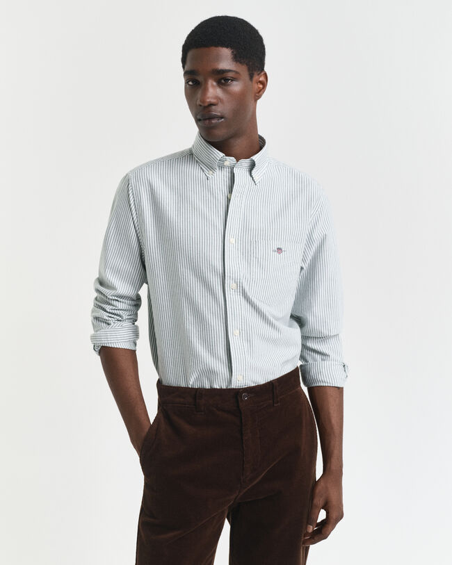 Camisa Oxford clásica Regular Fit de rayas finas