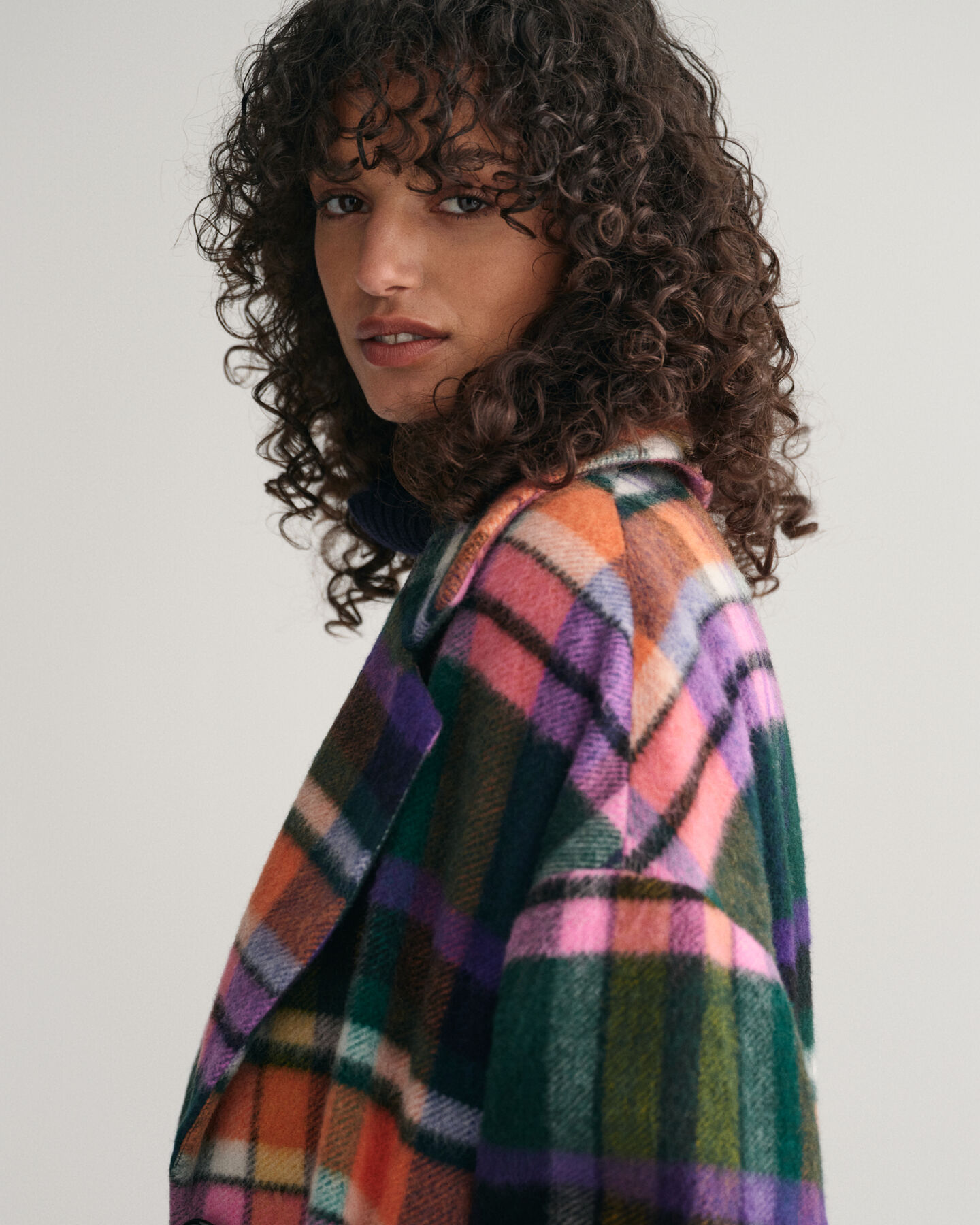 Abrigo Cocoon de cuadros