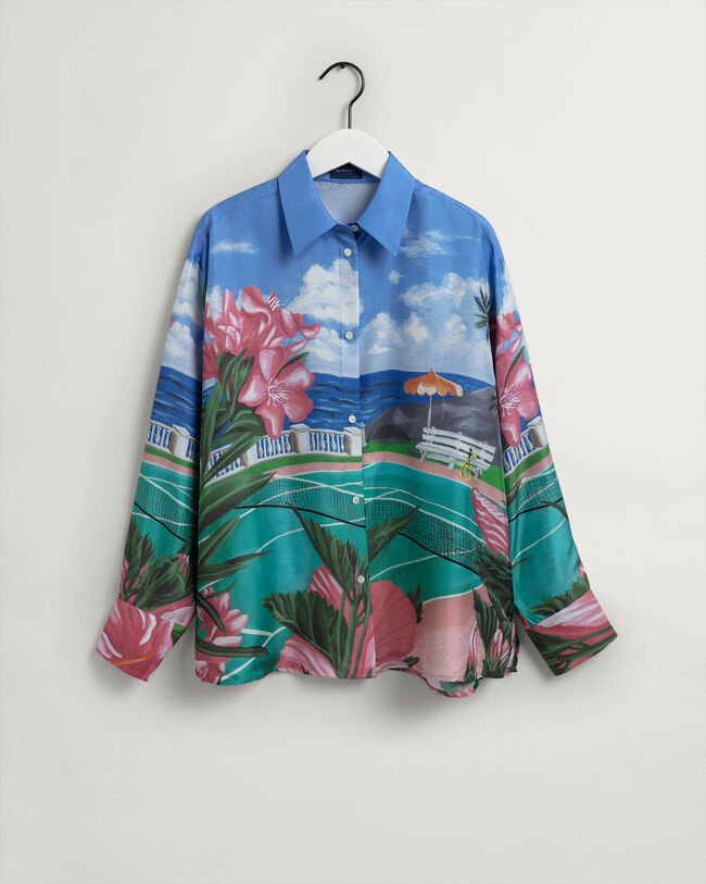 Camisa de seda Scenery Print