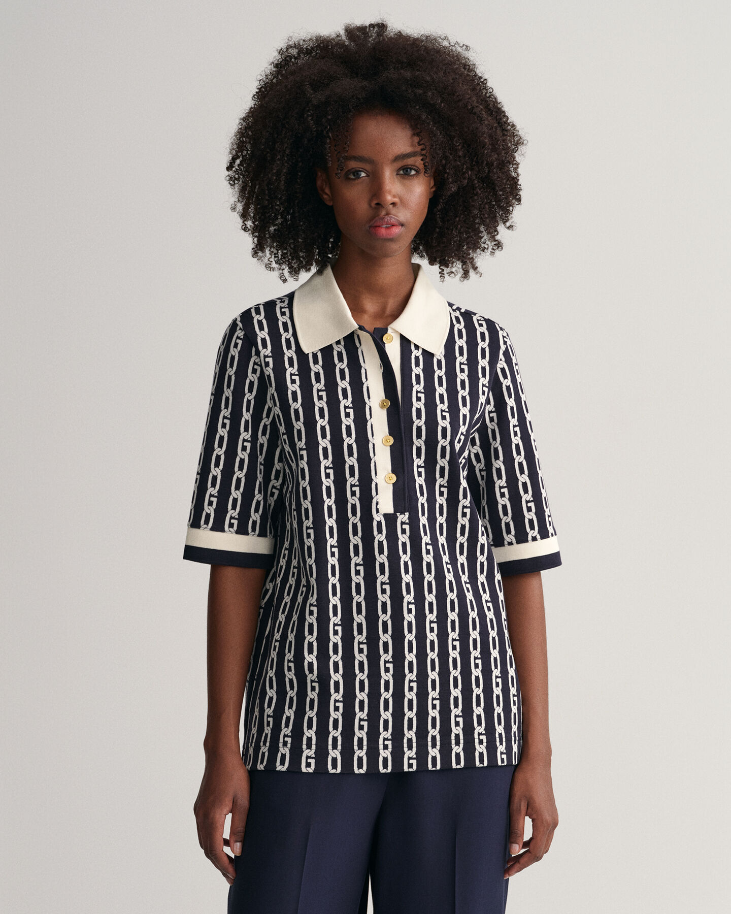 Polo de media manga Chain Jacquard