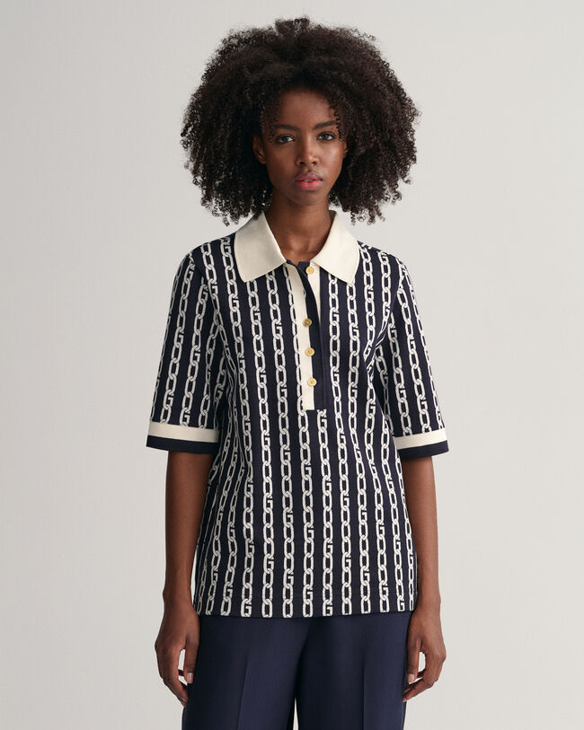 Polo de media manga Chain Jacquard