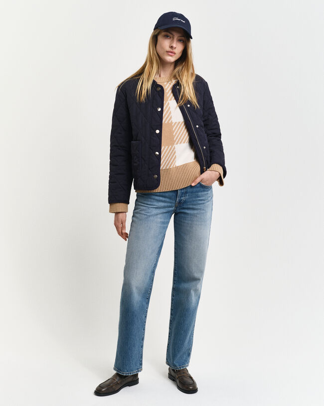 Jersey de cuello redondo a cuadros grandes